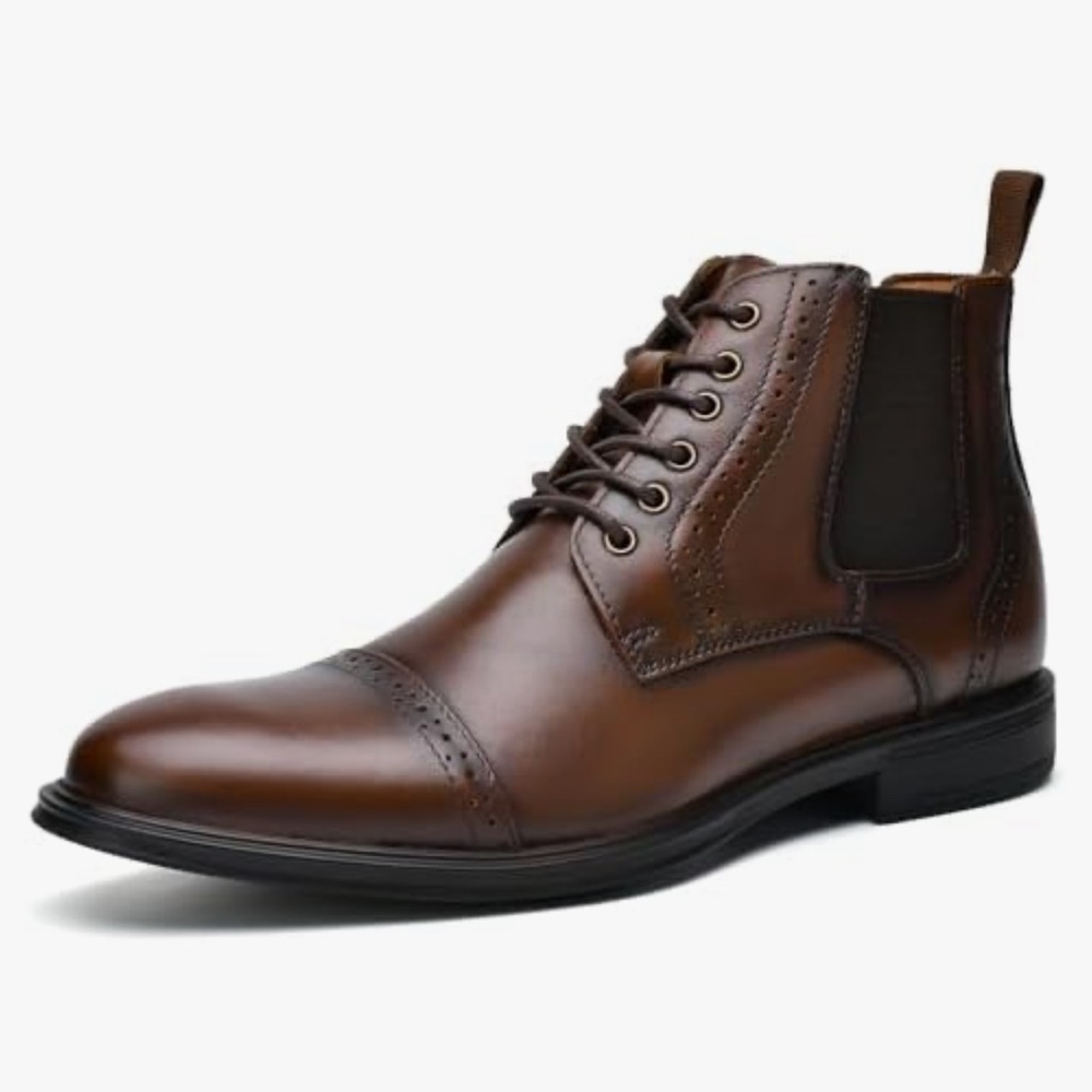 ArcBrothers Men's Brown Leather Chelsea Oxford Boots NEW Sz 9 Dress Shoes